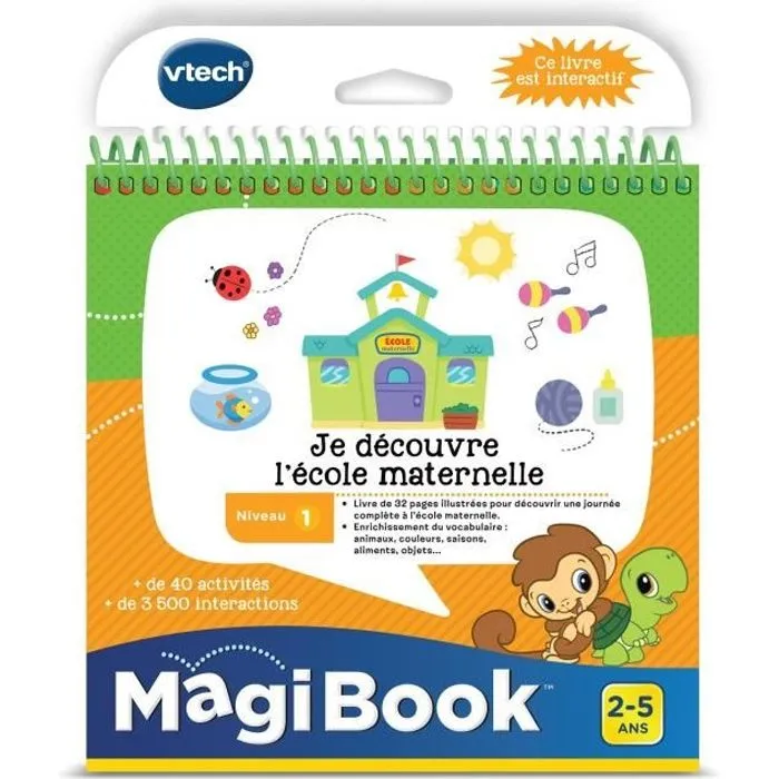 Livre Interactif Magibook - VTECH - Je Découvre L'École Maternelle - Niveau 1 - 32 pages illustrées-0