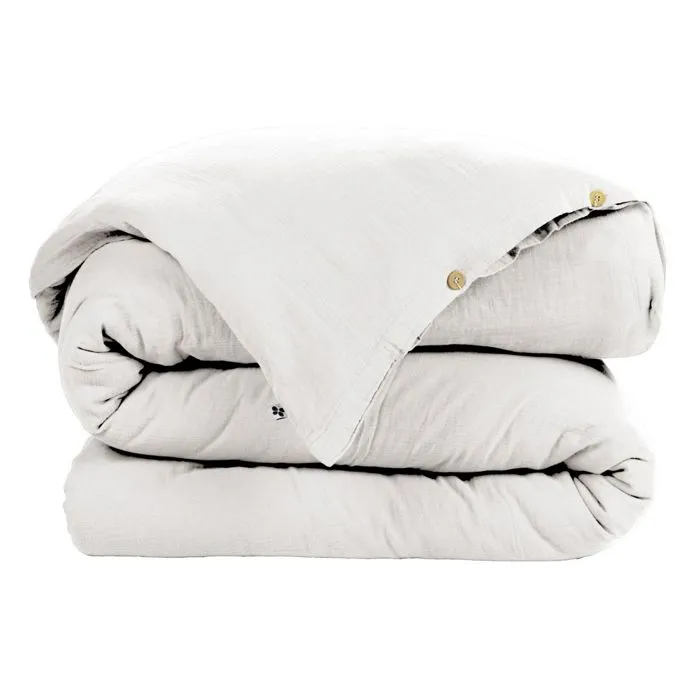 Housse de couette gaze de coton Bio 140x200 cm 1 personne Blanc-1