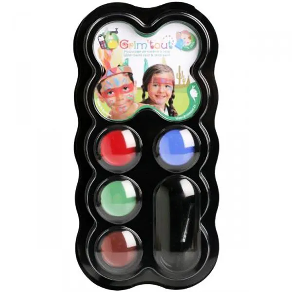 Palette de maquillage Indien Grim'tout - OZ INTERNATIONAL - Pour Enfant - 4 teintes - Doux pour la peau-0