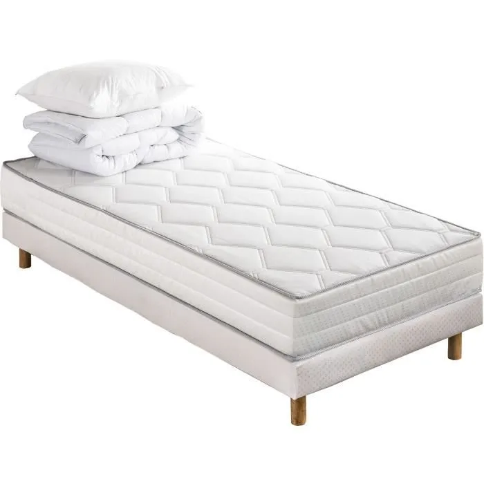 Pack prêt à dormir Matelas + Sommier 90 x 190 cm + Couette + Oreiller - DEKO DREAM Malin-4