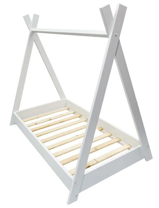 Lit pour enfant Maison 2-en-1 avec Tente Cabane en Bois Naturel (160x80 cm) avec matelas : Aventures Ludiques et Repos Douillet - B-2