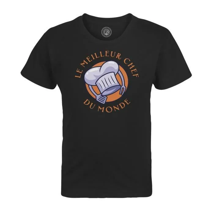 T-shirt Enfant Noir Le Meilleur Chef Cuisinier du Monde Restaurant Cuisine Métier-0