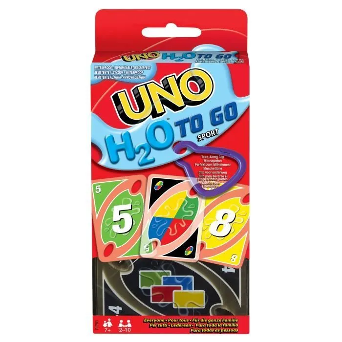 Mattel Games - UNO H20 TO GO - Uno Sport Jeu De Cartes - Jeu De Cartes Famille - 7 Ans Et + - P1703 - Jeux de cartes mattel uno P170-0