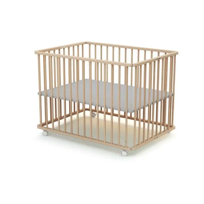 Parc pliant en bois Brut - FORMULA BABY - 70 x 100 cm - Marron - Bébé - 24 mois - 2 ans-3