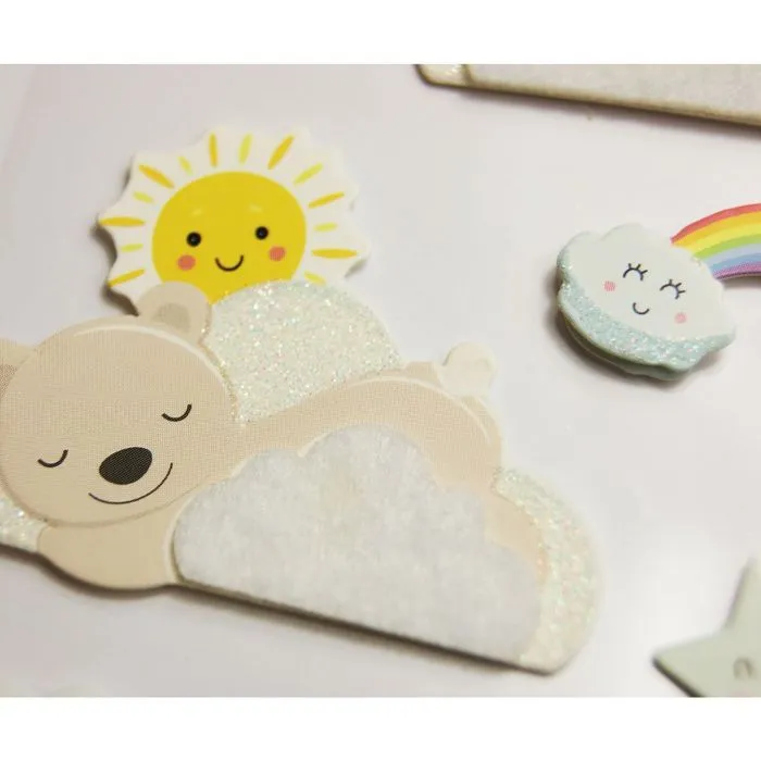 11 Autocollants 3D - Enfants dodo - Paillettes-0