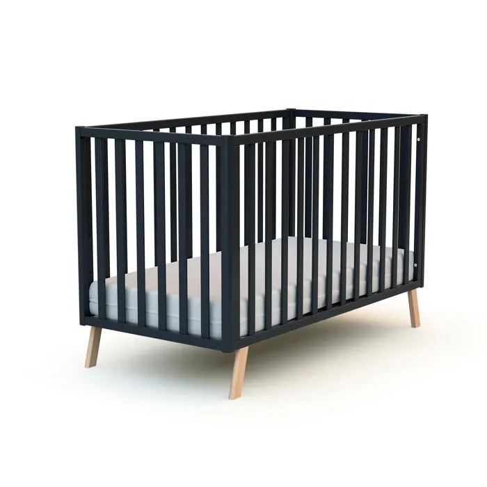 AT4 -  Lit bébé évolutif CONFORT en bois  Gris Graphite - Taille unique-0