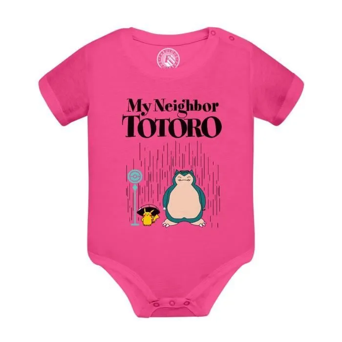 Body Bébé Manche Courte Rose Ronflex Mon Voisin Parodie Film Series Anime-0