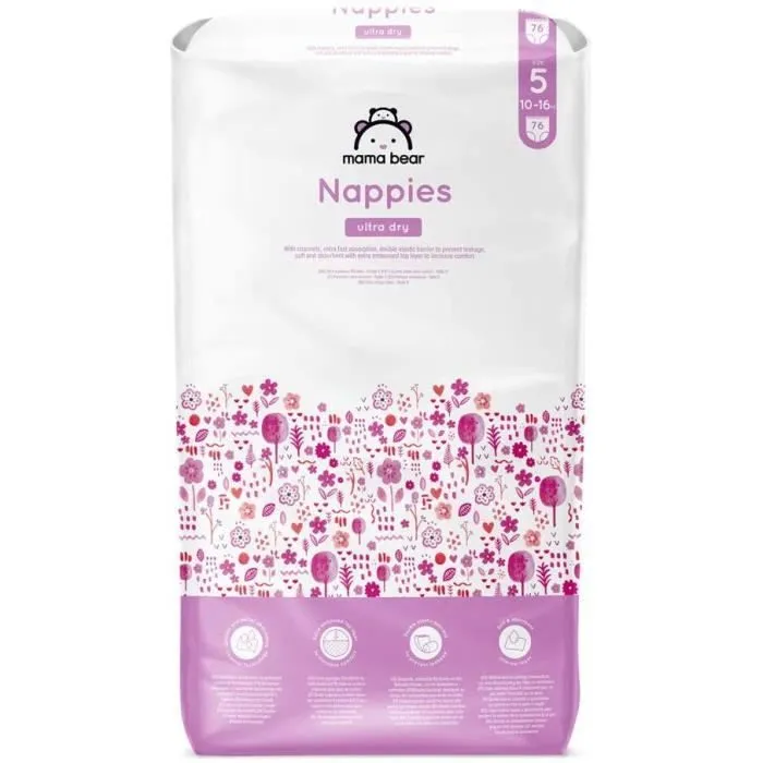 Mama Bear Marque - 152 Couches bébé ultra absorbantes - Taille 5 (10-16 kg) - Nouvelle version - 5400606983458-2