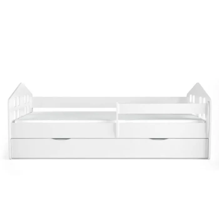 Lit - Kocot Kids - Kacper - Blanc - 80x140 cm - Avec tiroir et matelas-1