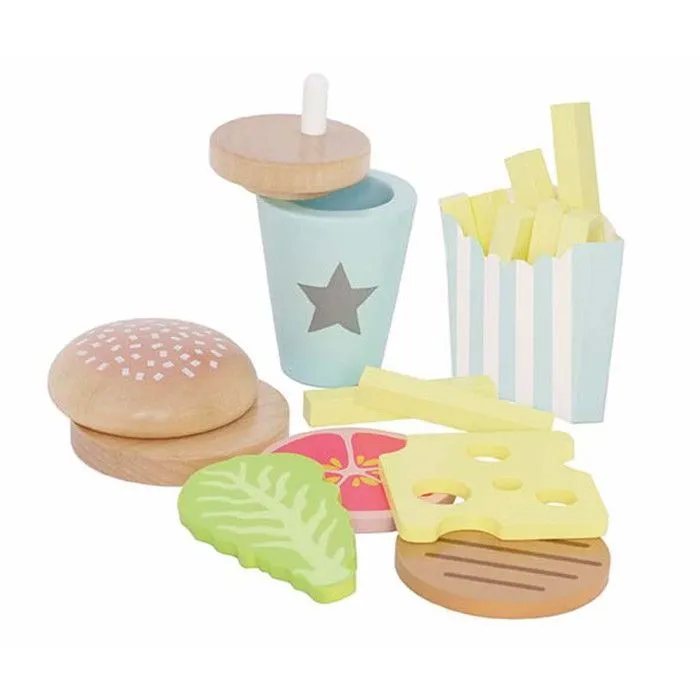 Jouet en bois - Dinette - Burger Meal - Mixte - Multicolore - Marron - JABADABADO - Bébé - 3 ans-0