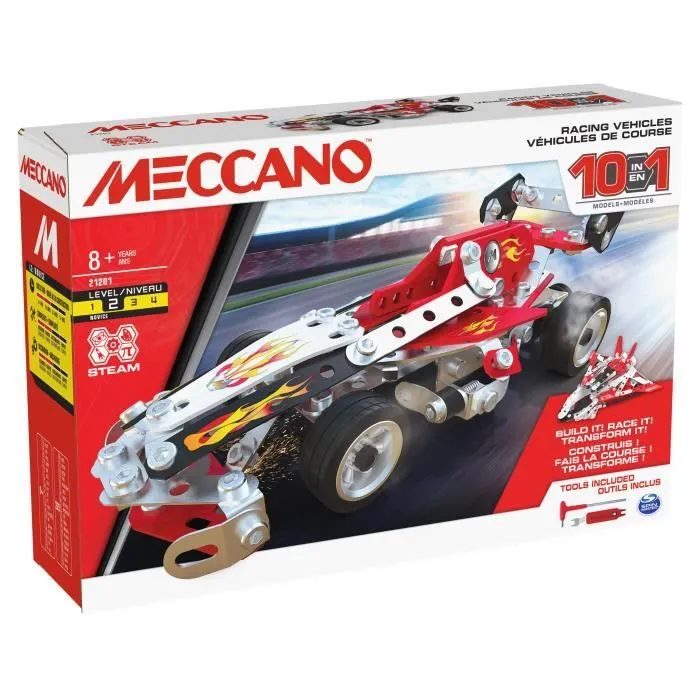 MECCANO - VEHICULES DE COURSE 10 MODELES - 6060104 - 10 Modèles De Véhicules De Course A Construire - Jeu de Construction-0