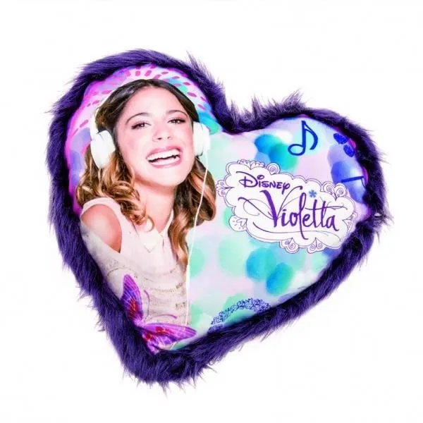 Coussin peluche coeur Violetta - Disney - Plush - Enfant - L.35 x H.29 cm - Violet - Multicolore-0