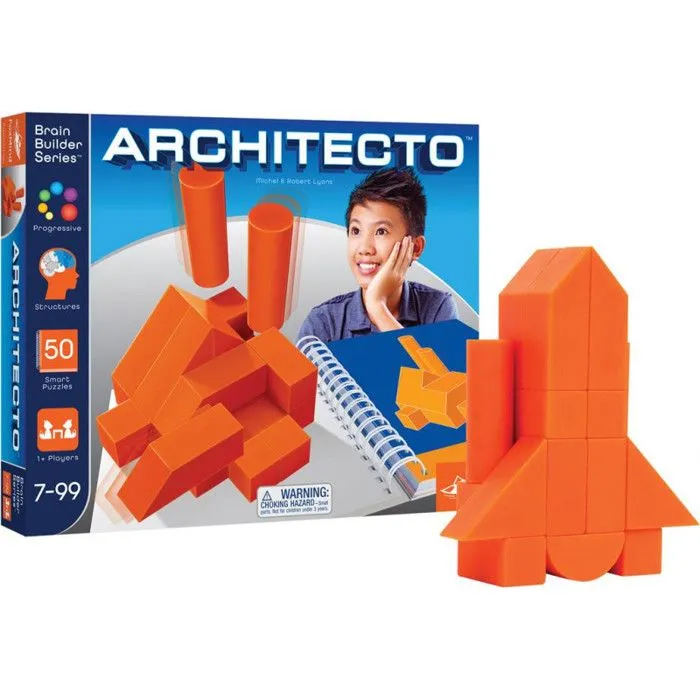 Jeux de construction - Architecto - 3D - 18 Geoblocks - À partir de 7 ans - Bois - Orange-2