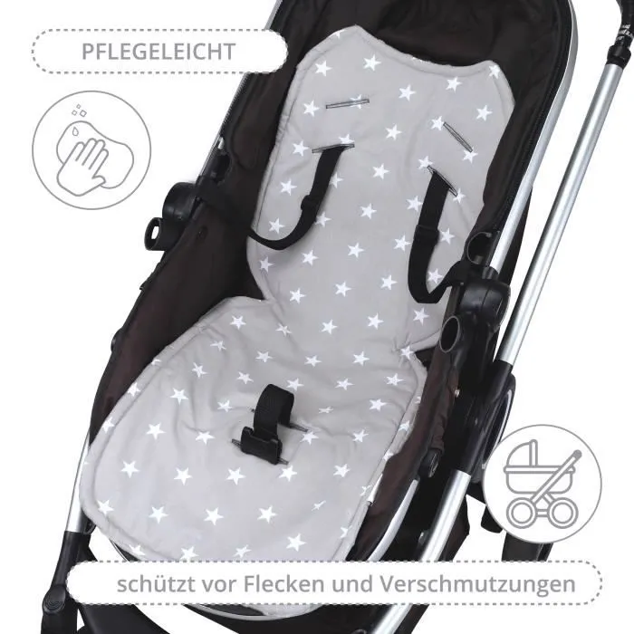 Coussin de siège coussin de poussette 75 x 35 cm - enfant universel respirant avec protection de ceinture Minky Gris-3