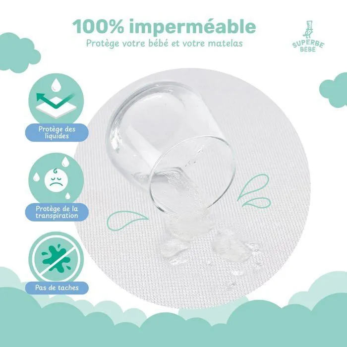 Protège matelas imperméable pour lit bébé - 70X140 | SUPERBE BEBE-1