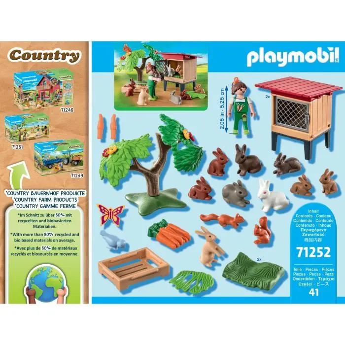 PLAYMOBIL 71252 Enfant avec enclos et lapins, Country La Ferme, Animaux de la ferme, Dès 4 ans-2