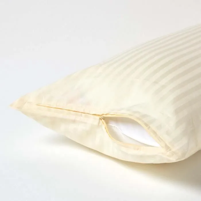 Taie d'oreiller - Homescapes - Jaune pastel - 100% coton égyptien - 330 fils - 40 x 80 cm-2