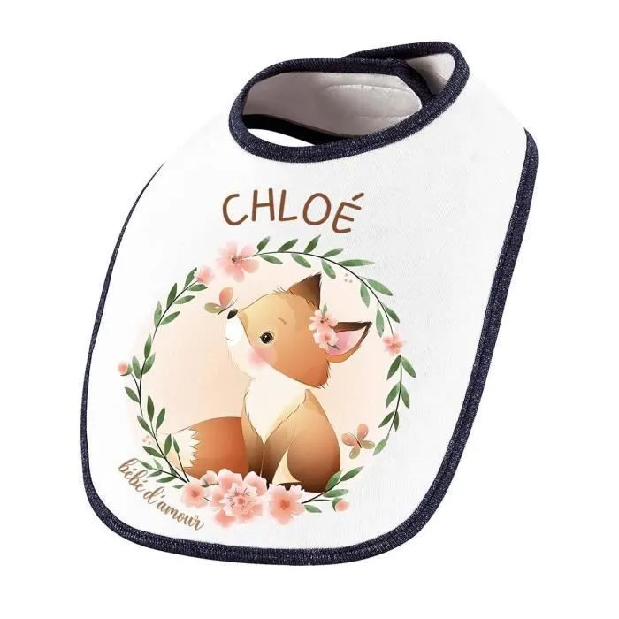 Bavoir Chloé Bébé d'amour Renard | Cadeau Naissance Baby Shower Noël Anniversaire Enfant Nourrisson-0