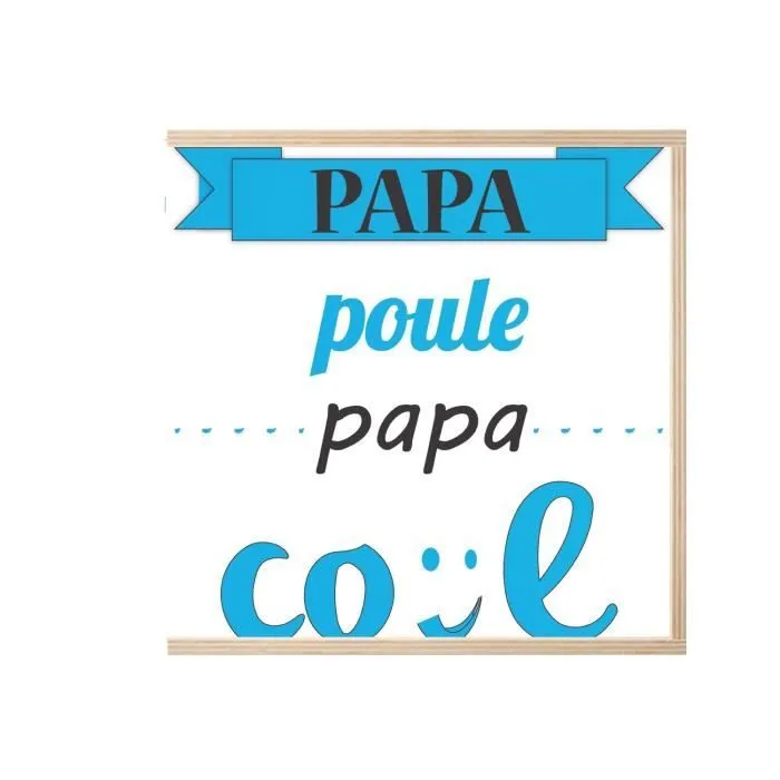 Boite Coffret en Bois - Papa Poule Papa Cool Bleu Fete des pere (11 x 11 x 3,5 cm)-2
