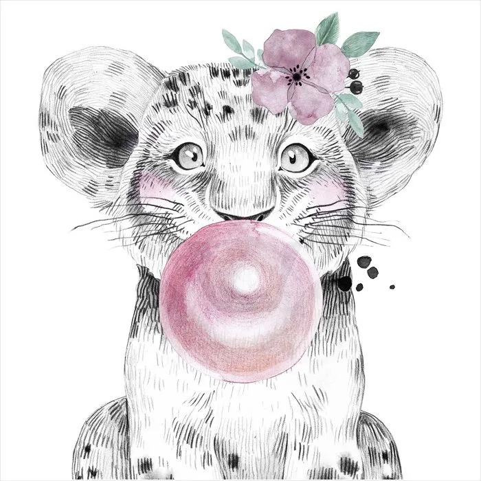 Poster / Affiche carrée Enfants - Lionceau bulle 3617689723976 - 40x40 cm-1