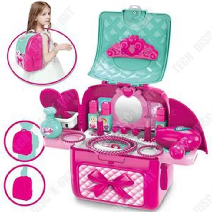 TD® Simulation double épaule maquillage sac à dos jouer maison enfants filles peuvent être transportés et transportés facilement-1