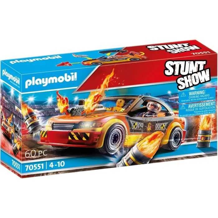 PLAYMOBIL - 70551 - Stuntshow Voiture crash test avec mannequin - Mixte - 60 pièces - Bleu-0