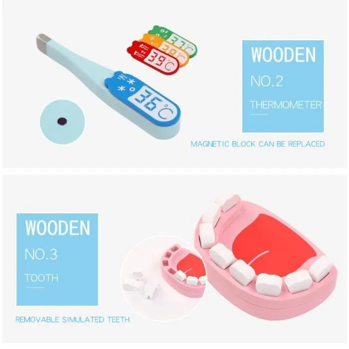 Jouet d'imitation - ZGEER - Malette Docteur Enfant Set - Bois - Rose - Simulation médicale - Jouet éducatif-2