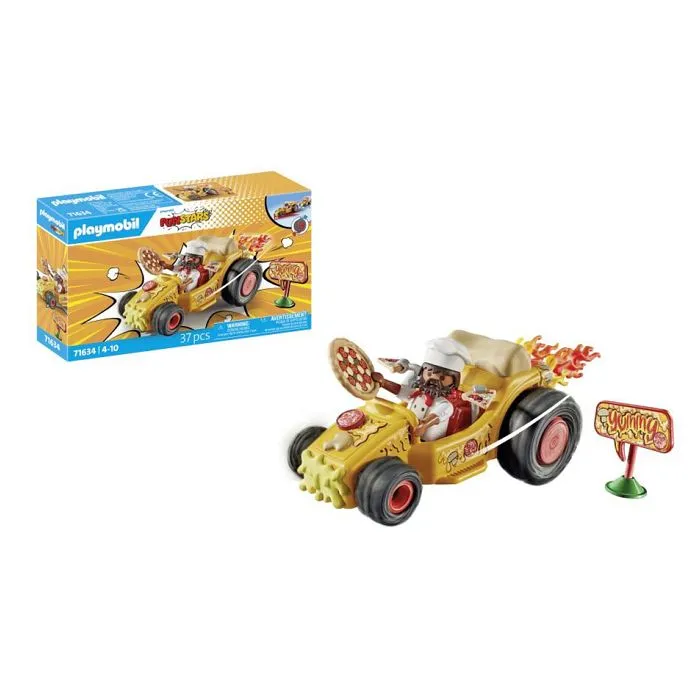 Playmobil 71634 - Kart Pizzaïolo - Moteur rétractable - 1 personnage - 36 accessoires - Multicolore-1