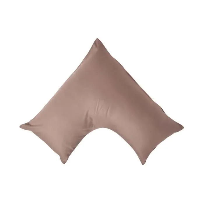 Taie d'oreiller - Coton BIO - Marron - 400 fils - Forme V - Hypoallergénique-0