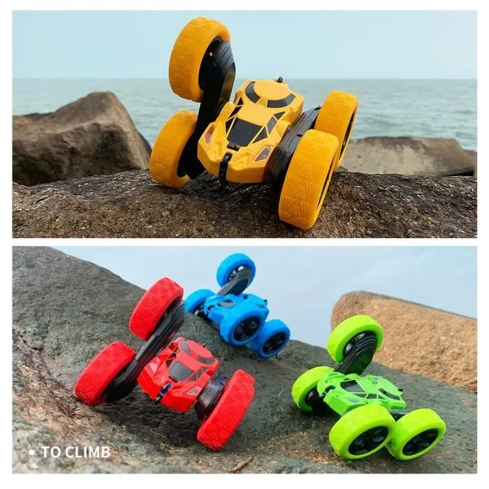 RC Voiture Télécommandée 2,4Ghz Tourné à Double Face à 360 Degrés, 4WD Voiture Tout Terrain, Cadeau pour Enfant (vert)-1