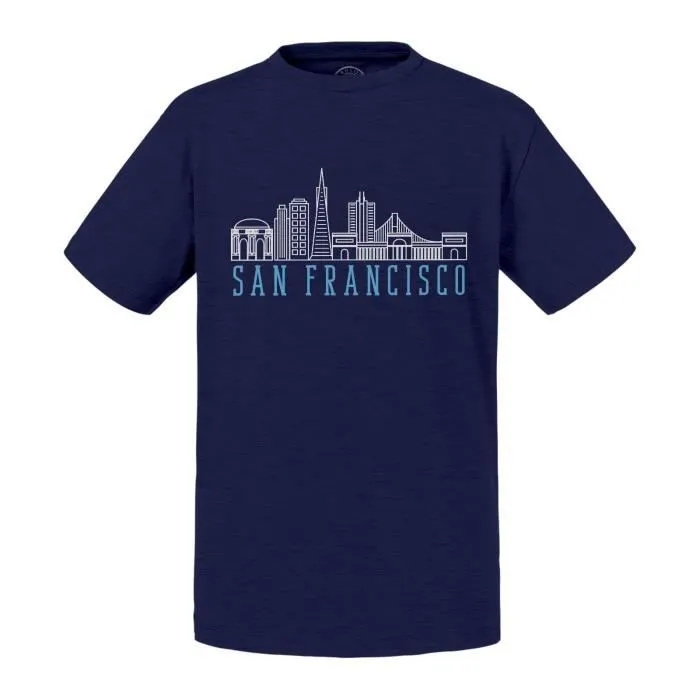 T-shirt Enfant Bleu San Francisco Minimalist Voyage Etats-Unis Amérique-0