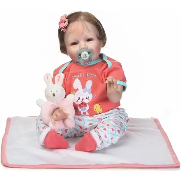 Poupée Reborn - Bébé - 22 pouces - Silicone Réaliste - Cheveux Enracinés - Accessoires Inclus-0