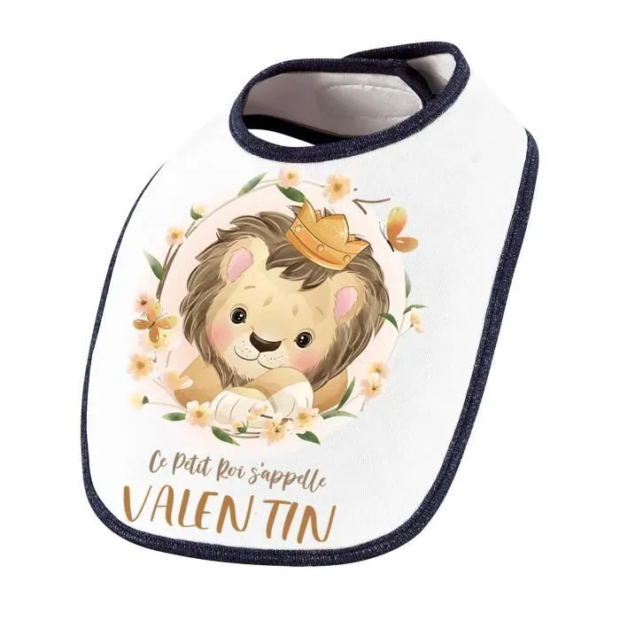 Bavoir Valentin bébé Lion Roi | Cadeau Naissance Baby Shower Noël Anniversaire Enfant Nourrisson-0