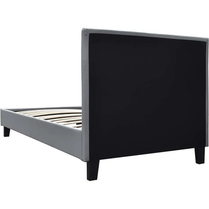 Lit "Lina" - 90 x 190 cm - Gris clair-3