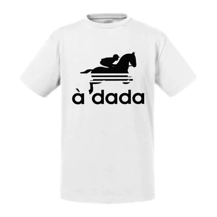 T-shirt Enfant Blanc A dada Cheval Equitation Parodie-0