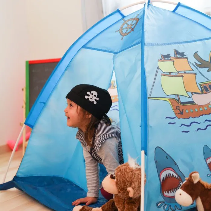 Relaxdays Tente enfant intérieur garçon fille tente de jeu Pirate extérieur pop-up 3 ans HxlxP:90 x 118 x 115 cm, bleu-1