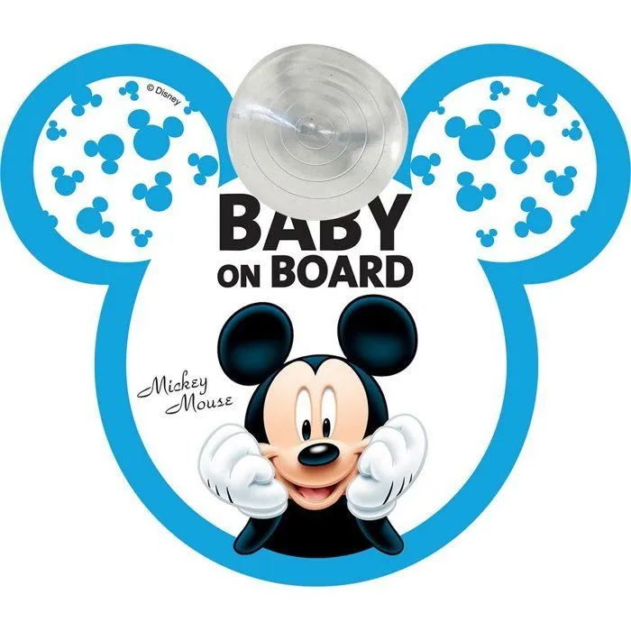 Tataway Panneau de sécurité voiture "bébé à bord" Disney Mickey Mouse avec fixation ventouse-0