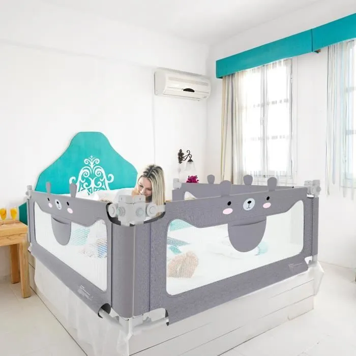 LZQ Barrière de lit pour enfant-Barrière de lit pour soulever verticalement-Barrière de sécurité pour lit de bébé-200 cm -Petit ours-3