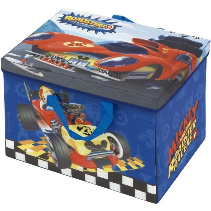 Boite de Rangement et Tapis de Jeu 2 en 1 - DISNEY - Mickey Mousse - Polyester + Bois - Bleu, vert et gris-1
