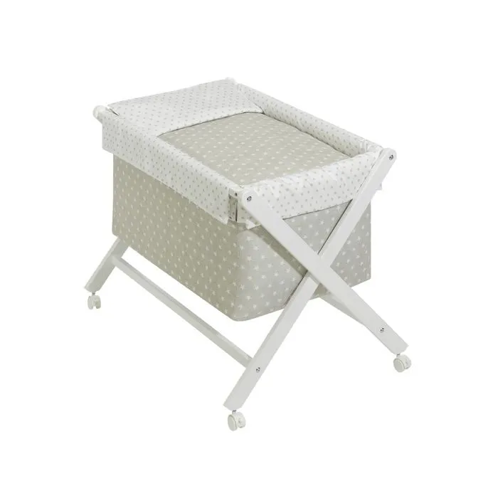 Interbaby berceau 90 x 55 cm bois/coton beige/blanc 5-pièces-3