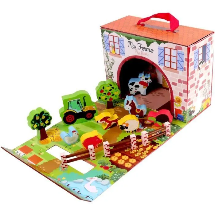 Maison de Jeu Ferme - PLANÈTE BOIS - FSC - 12 Pièces - Jeu Enfant - Dès 18 Mois-1