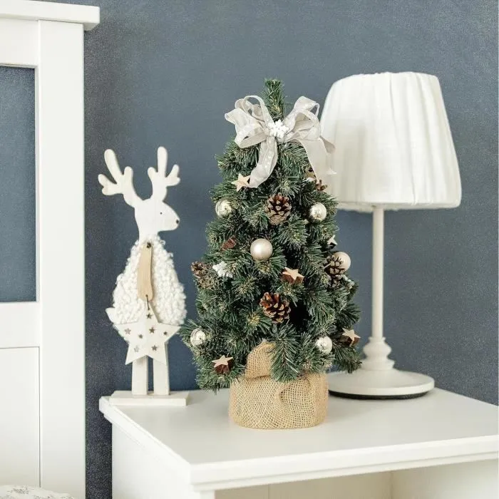 Creative Home Mini Sapin de Noel Artificiel Champagne 40cm - Décoration Noel Bureau - Sapin Artificiel - Sapin de Noël Artificiel-2