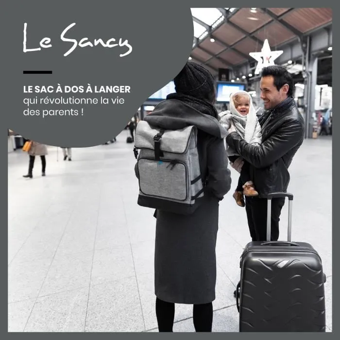 Babymoov Sac à dos à langer Le Sancy, Capacité ajustable 26 à 36L, Smokey-1