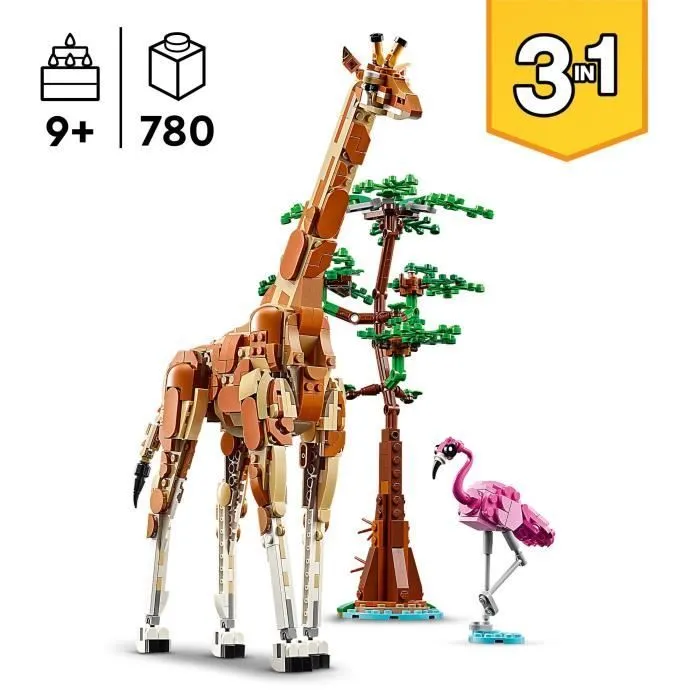 LEGO® 31150 Creator 3en1 Les Animaux Sauvages du Safari, Jouet avec Figurines d'Animaux, Girafe, Gazelles et Lion-1