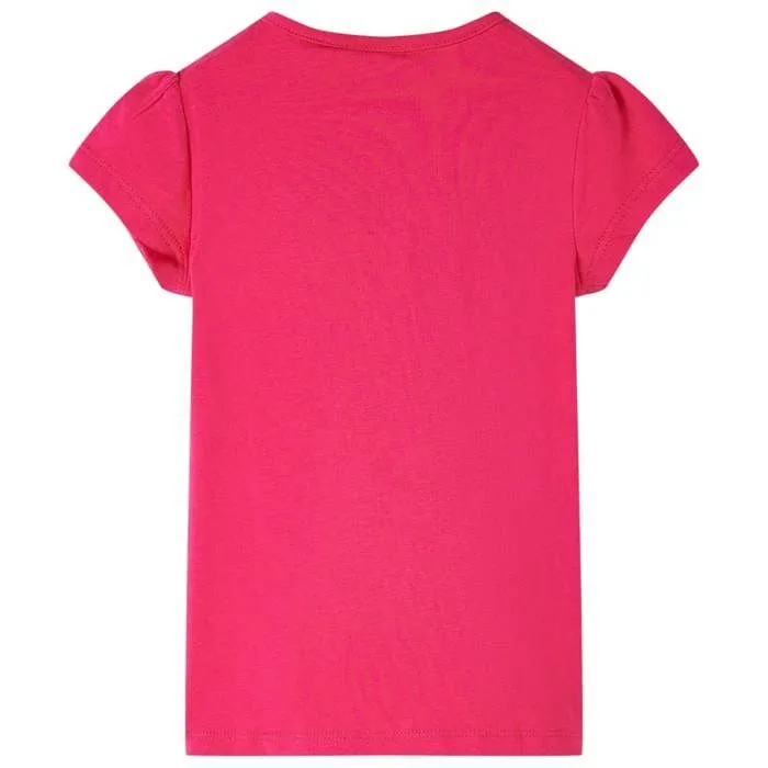 T-shirt pour enfants à motif floral rose vif 5 dimensions disponibles-1