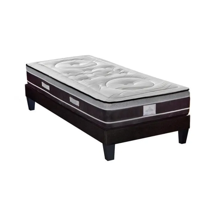 DIVIN - Matelas ressorts ensachés + sommier bois - ferme Blanc 90x200cm-0