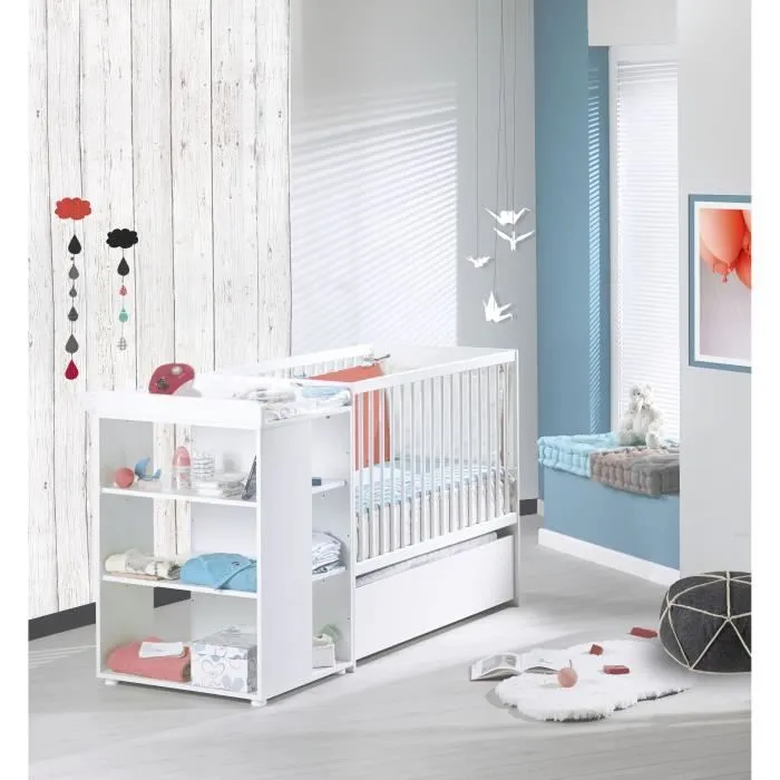 SAUTHON ELOI Lit Combiné 3 en 1 Évolutif 60 x 120 en 90x190 cm - Blanc-1