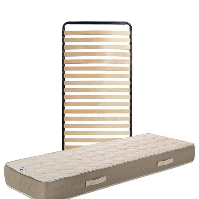 Lot de 2 Matelas 2 Sommiers face de contact latex 90x200 x 23 cm Tres Ferme - Tissu 100 Coton - 5 Zones de Confort-0