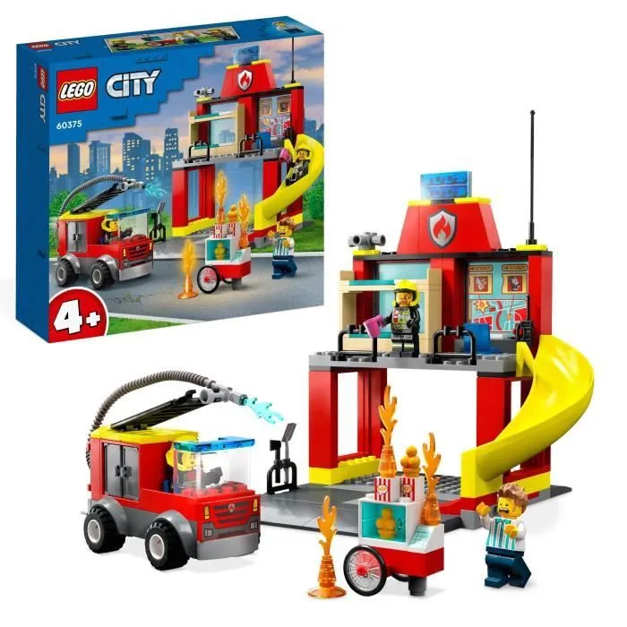 LEGO® City 60375 La Caserne et le Camion des Pompiers, Jouet Véhicule d’Urgence, Jeu Éducatif, 4 Ans-0