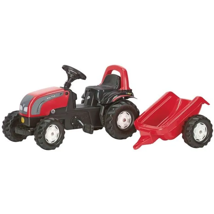 Tracteur à pédales - ROLLY TOYS - VALTRA avec remorque - Jaune - Mixte - 134x47x52cm-0